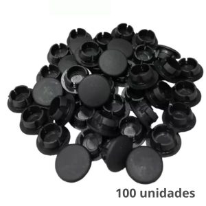 Tapa Furo Plástico de Encaixe  08mm preto pcte c/100pçs