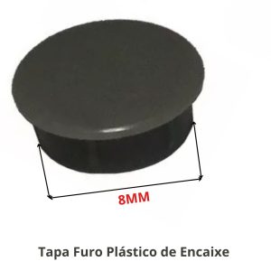 Tapa Furo Plástico de Encaixe  08mm preto pcte c/100pçs