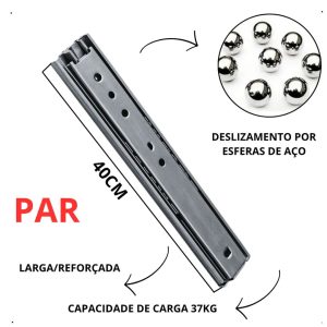 CORREDIÇA TELESCÓPICA LARGA 400MM 37KG HARDT