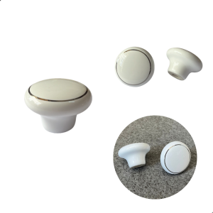 PUXADOR CERAMICA PONTO FILETE EM PRATA