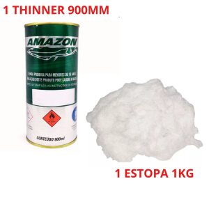 KIT 1 THINNER 900ML USO GERAL COM EUCALIPTO - AMAZON + 1 ESTOPA 1KG