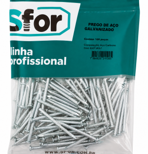 Prego do Aço Galvanizado (15X15) - 2,5X35MM -Sfor - 100 PEÇAS