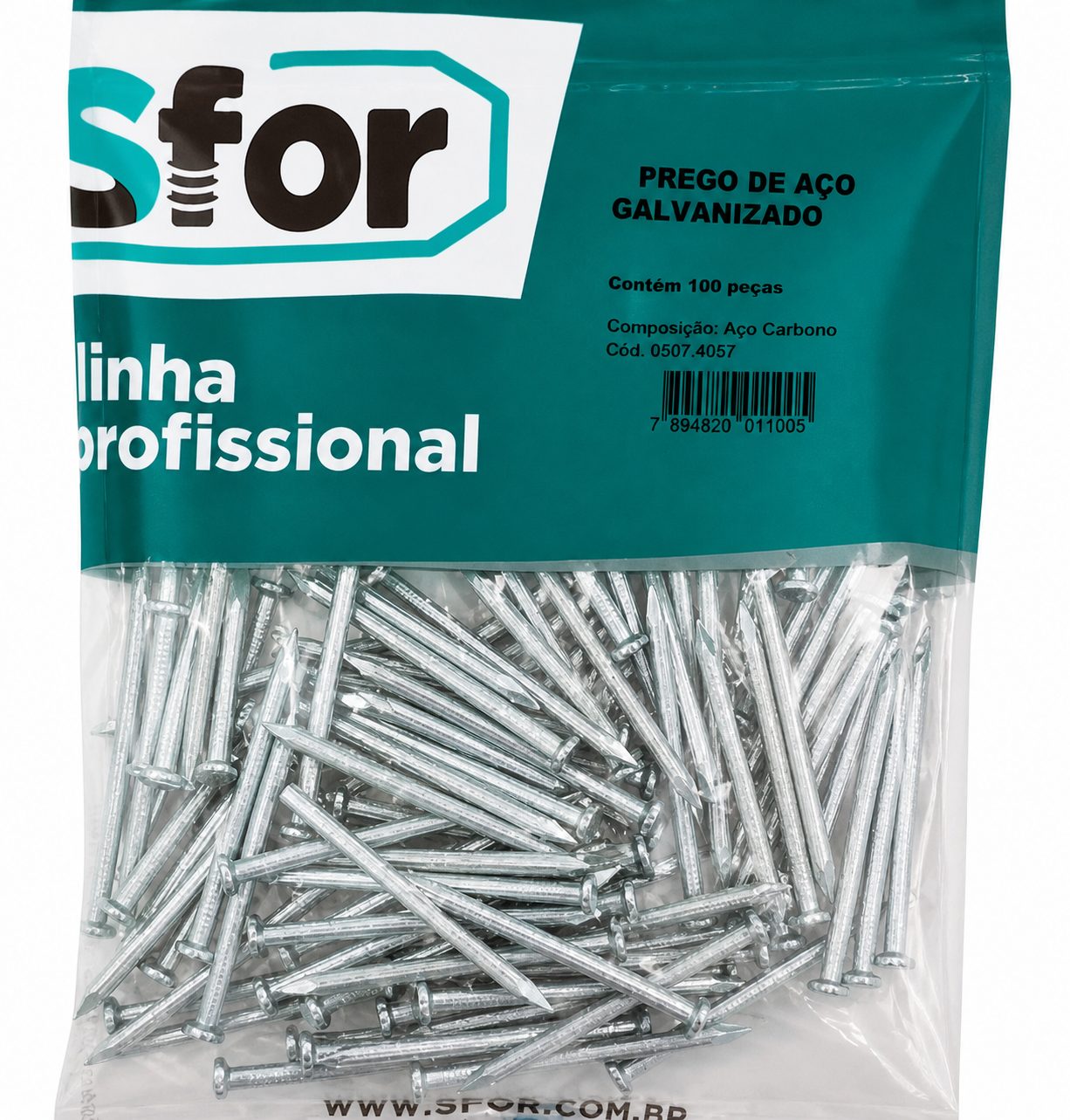 Prego de Aço Galvanizado (10x10) 1,6x25mm -Sfor - 100 Peças